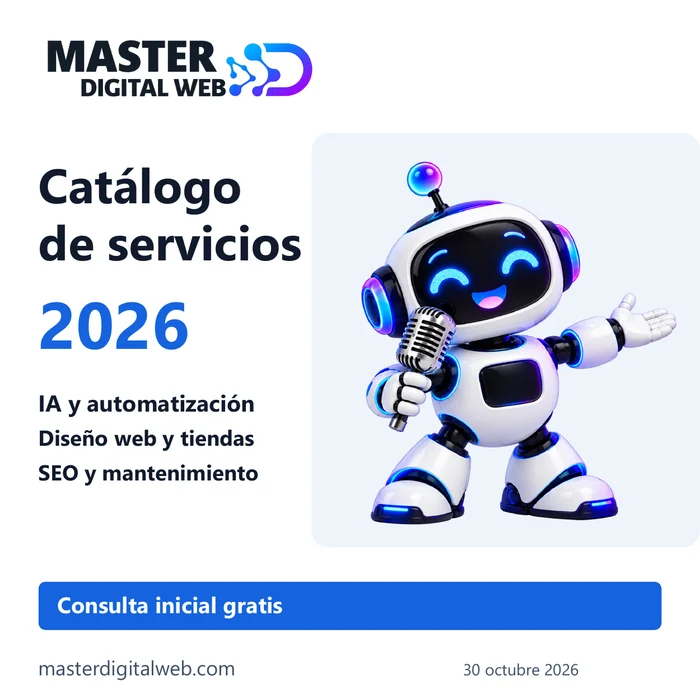 Portada del catálogo profesional 2026 de Master Digital Web