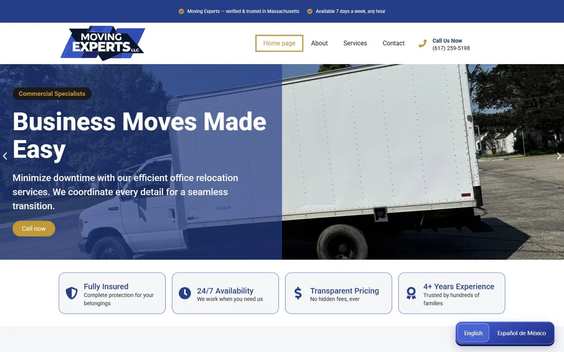 Sitio de Moving Experts LLC